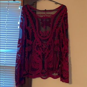 Lacey black and red top worn once